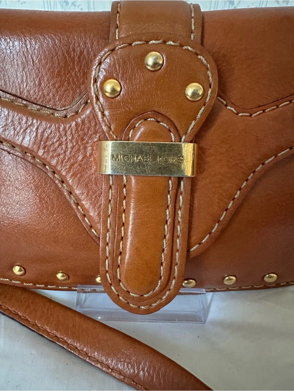 Michael Kors Vintage Leather Studded Wristlet